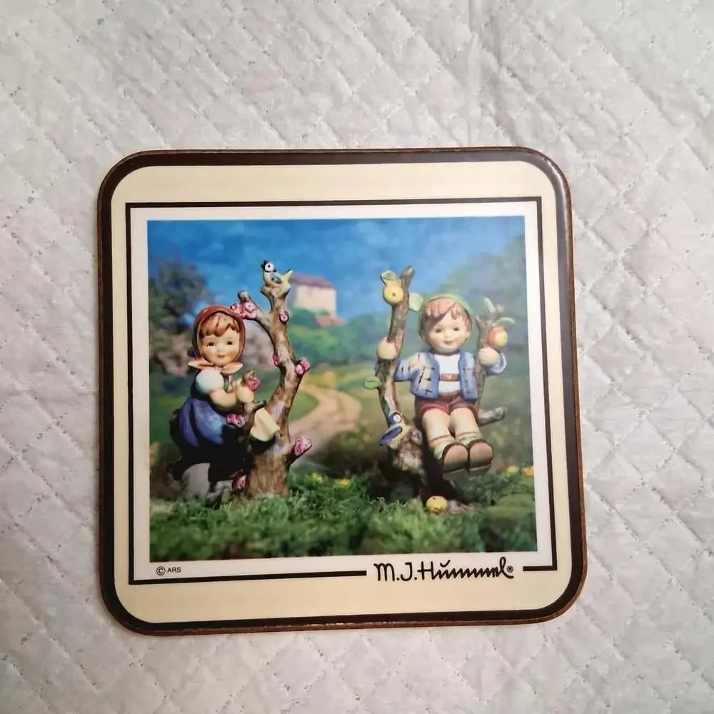 Vintage M.J. Hummel Children Pastoral Scene Coaster Set
